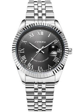 Men Silver-Grey Luminous Hand Calendar Date Quartz Stainless Steel Classic Watch